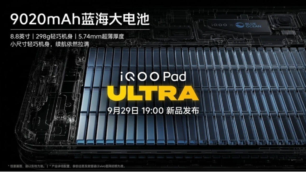 iQOO Pad Ultra Confirmed With 9,020mAh Battery