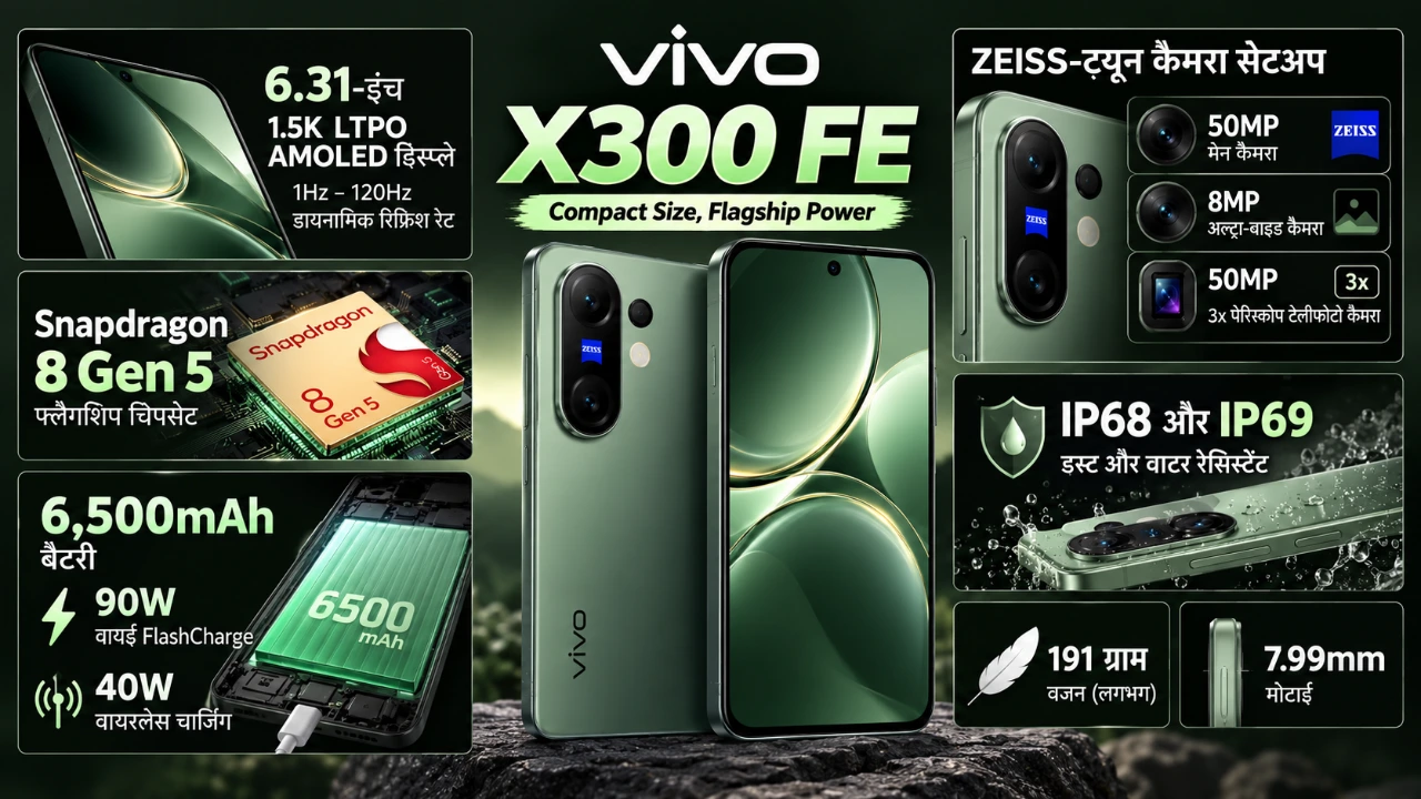 Vivo X300 FE के प्रमुख स्पेसिफिकेशन