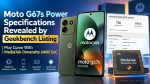 Moto G67s Power Geekbench listing with Dimensity 6400 chipset and 4GB RAM